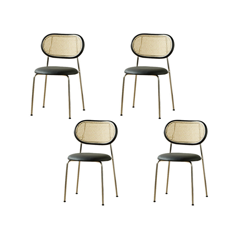 Industrial Dining Chair Leather Metal Base Dining Chair for Home Black Faux Leather 4 Piece Set Clearhalo 'Dining Chairs' 'Dining Tables & Seating' 'dining_chair' 'furn' 'furn_dining_chair' 'Furniture' 'Kitchen & Dining Furniture' 7014427