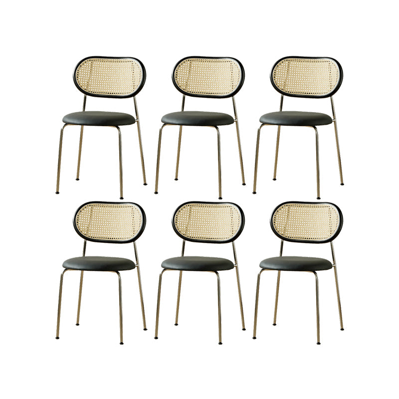 Industrial Dining Chair Leather Metal Base Dining Chair for Home Black Faux Leather 6 Piece Set Clearhalo 'Dining Chairs' 'Dining Tables & Seating' 'dining_chair' 'furn' 'furn_dining_chair' 'Furniture' 'Kitchen & Dining Furniture' 7014428