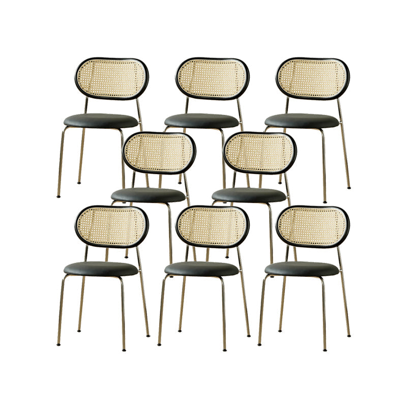 Industrial Dining Chair Leather Metal Base Dining Chair for Home Black Faux Leather 8 Piece Set Clearhalo 'Dining Chairs' 'Dining Tables & Seating' 'dining_chair' 'furn' 'furn_dining_chair' 'Furniture' 'Kitchen & Dining Furniture' 7014429
