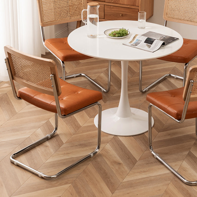 Leather Side Chair Industrial Metal Base Dining Chair for Home Use Clearhalo 'Dining Chairs' 'Dining Tables & Seating' 'dining_chair' 'furn' 'furn_dining_chair' 'Furniture' 'Kitchen & Dining Furniture' 7014438