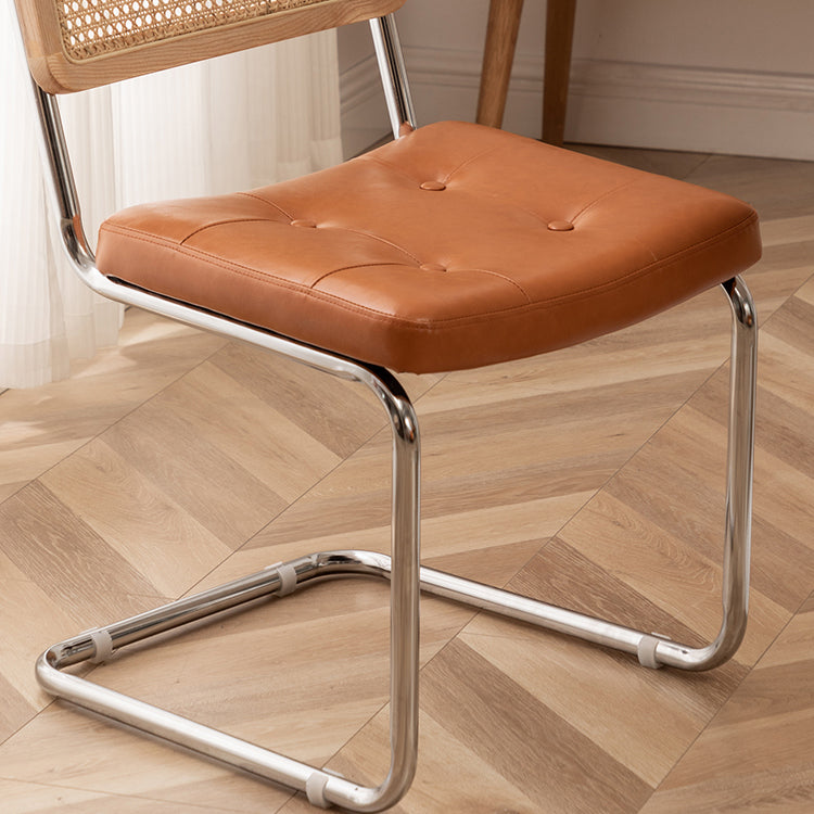 Leather Side Chair Industrial Metal Base Dining Chair for Home Use Clearhalo 'Dining Chairs' 'Dining Tables & Seating' 'dining_chair' 'furn' 'furn_dining_chair' 'Furniture' 'Kitchen & Dining Furniture' 7014442