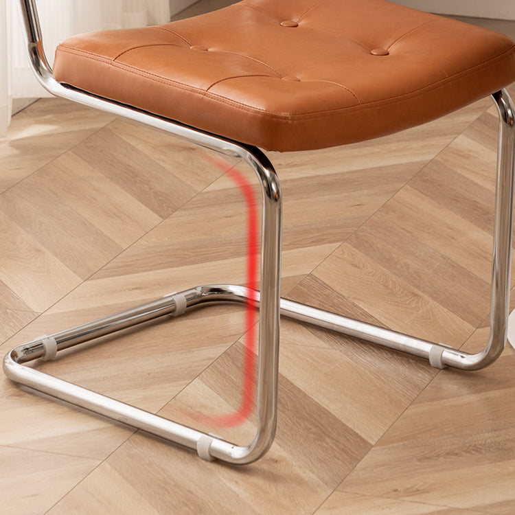 Leather Side Chair Industrial Metal Base Dining Chair for Home Use Clearhalo 'Dining Chairs' 'Dining Tables & Seating' 'dining_chair' 'furn' 'furn_dining_chair' 'Furniture' 'Kitchen & Dining Furniture' 7014447