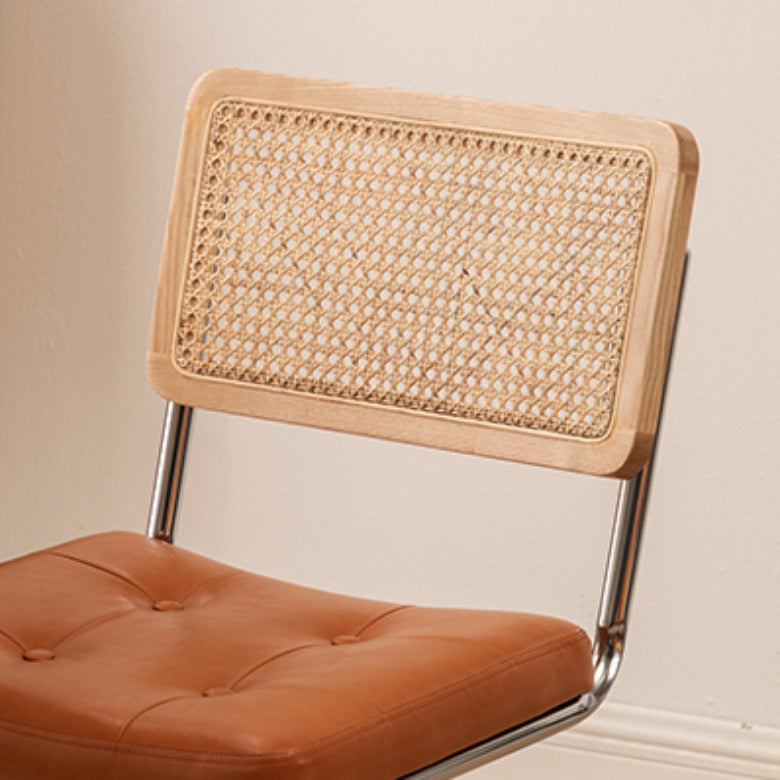 Leather Side Chair Industrial Metal Base Dining Chair for Home Use Clearhalo 'Dining Chairs' 'Dining Tables & Seating' 'dining_chair' 'furn' 'furn_dining_chair' 'Furniture' 'Kitchen & Dining Furniture' 7014449