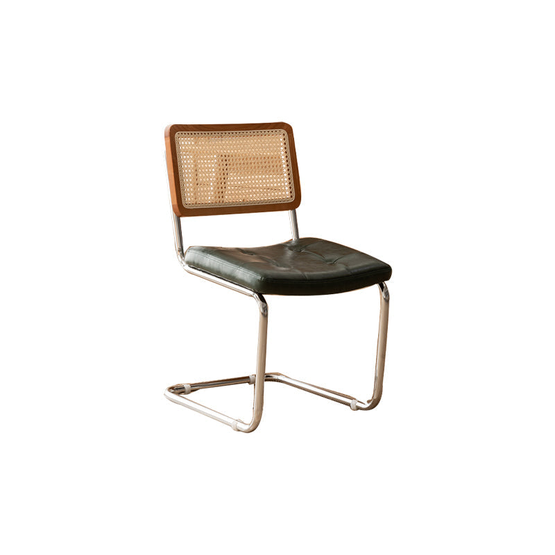 Leather Side Chair Industrial Metal Base Dining Chair for Home Use Walnut Green 1 Piece Clearhalo 'Dining Chairs' 'Dining Tables & Seating' 'dining_chair' 'furn' 'furn_dining_chair' 'Furniture' 'Kitchen & Dining Furniture' 7014462