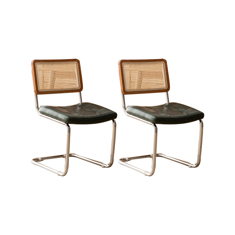 Leather Side Chair Industrial Metal Base Dining Chair for Home Use Walnut Green 2 Piece Set Clearhalo 'Dining Chairs' 'Dining Tables & Seating' 'dining_chair' 'furn' 'furn_dining_chair' 'Furniture' 'Kitchen & Dining Furniture' 7014463