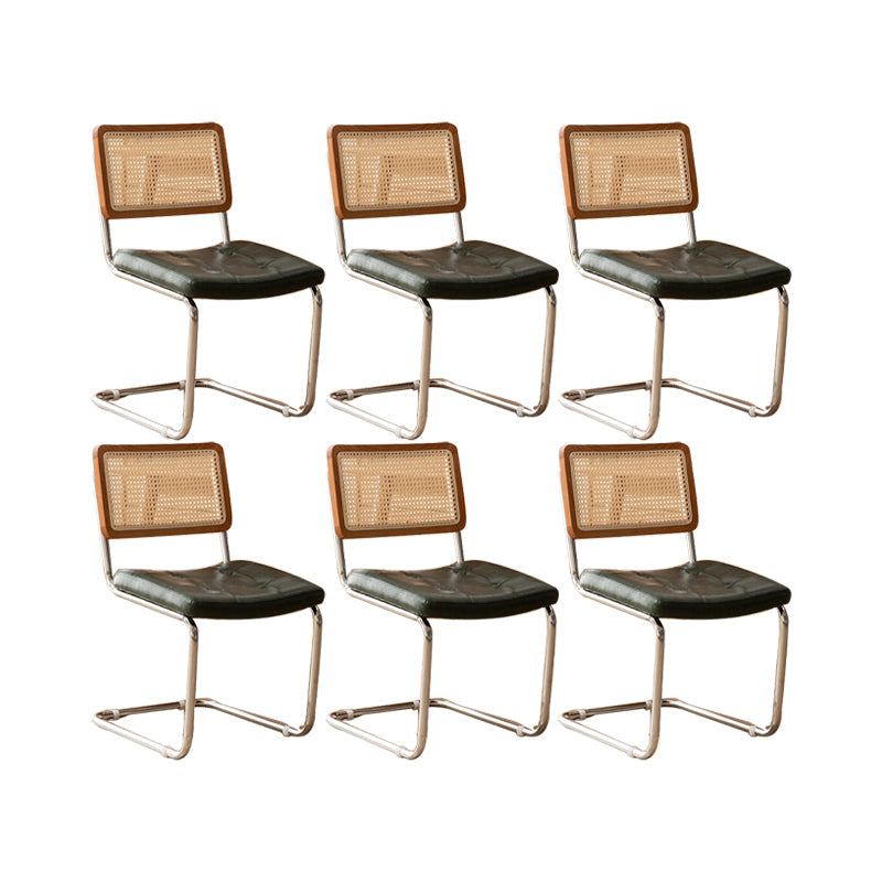 Leather Side Chair Industrial Metal Base Dining Chair for Home Use Walnut Green 6 Piece Set Clearhalo 'Dining Chairs' 'Dining Tables & Seating' 'dining_chair' 'furn' 'furn_dining_chair' 'Furniture' 'Kitchen & Dining Furniture' 7014465