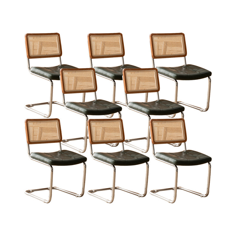 Leather Side Chair Industrial Metal Base Dining Chair for Home Use Walnut Green 8 Piece Set Clearhalo 'Dining Chairs' 'Dining Tables & Seating' 'dining_chair' 'furn' 'furn_dining_chair' 'Furniture' 'Kitchen & Dining Furniture' 7014466