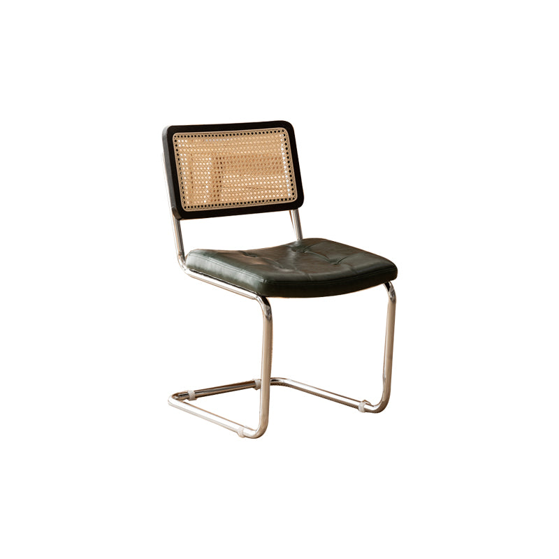 Leather Side Chair Industrial Metal Base Dining Chair for Home Use Black Green 1 Piece Clearhalo 'Dining Chairs' 'Dining Tables & Seating' 'dining_chair' 'furn' 'furn_dining_chair' 'Furniture' 'Kitchen & Dining Furniture' 7014467