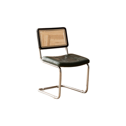 Leather Side Chair Industrial Metal Base Dining Chair for Home Use Black Green 1 Piece Clearhalo 'Dining Chairs' 'Dining Tables & Seating' 'dining_chair' 'furn' 'furn_dining_chair' 'Furniture' 'Kitchen & Dining Furniture' 7014467