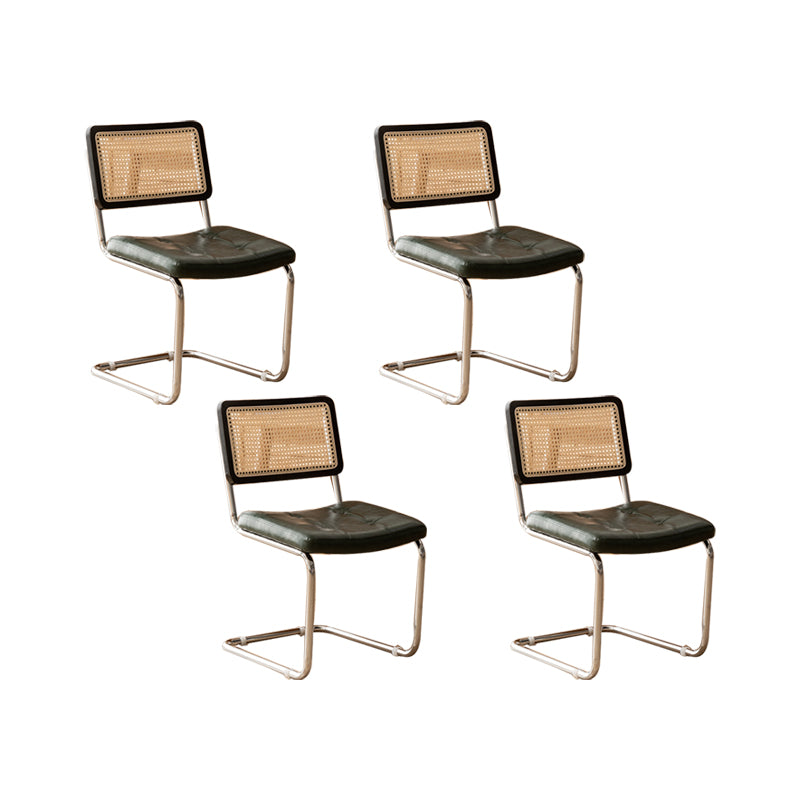 Leather Side Chair Industrial Metal Base Dining Chair for Home Use Black Green 4 Piece Set Clearhalo 'Dining Chairs' 'Dining Tables & Seating' 'dining_chair' 'furn' 'furn_dining_chair' 'Furniture' 'Kitchen & Dining Furniture' 7014469