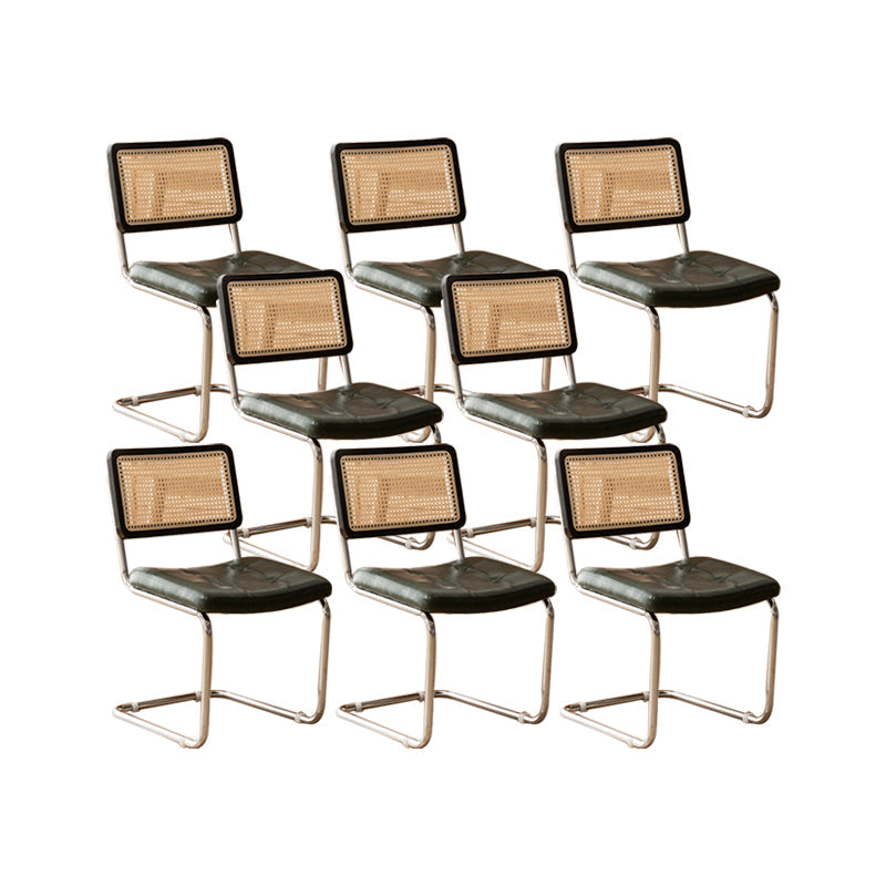 Leather Side Chair Industrial Metal Base Dining Chair for Home Use Black Green 8 Piece Set Clearhalo 'Dining Chairs' 'Dining Tables & Seating' 'dining_chair' 'furn' 'furn_dining_chair' 'Furniture' 'Kitchen & Dining Furniture' 7014471