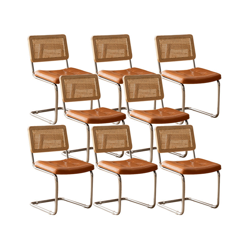 Leather Side Chair Industrial Metal Base Dining Chair for Home Use Natural Wood Orange 8 Piece Set Clearhalo 'Dining Chairs' 'Dining Tables & Seating' 'dining_chair' 'furn' 'furn_dining_chair' 'Furniture' 'Kitchen & Dining Furniture' 7014476