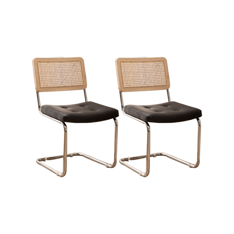 Leather Side Chair Industrial Metal Base Dining Chair for Home Use Natural Wood Black 2 Piece Set Clearhalo 'Dining Chairs' 'Dining Tables & Seating' 'dining_chair' 'furn' 'furn_dining_chair' 'Furniture' 'Kitchen & Dining Furniture' 7014478