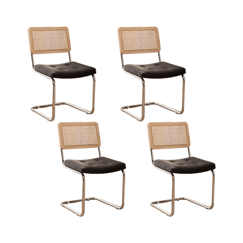 Leather Side Chair Industrial Metal Base Dining Chair for Home Use Natural Wood Black 4 Piece Set Clearhalo 'Dining Chairs' 'Dining Tables & Seating' 'dining_chair' 'furn' 'furn_dining_chair' 'Furniture' 'Kitchen & Dining Furniture' 7014479