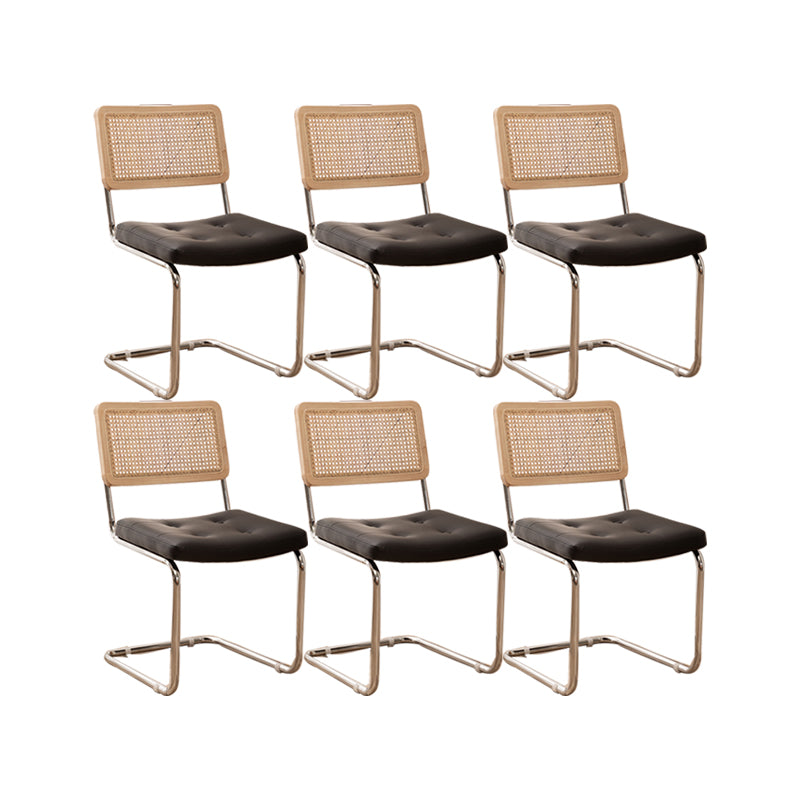 Leather Side Chair Industrial Metal Base Dining Chair for Home Use Natural Wood Black 6 Piece Set Clearhalo 'Dining Chairs' 'Dining Tables & Seating' 'dining_chair' 'furn' 'furn_dining_chair' 'Furniture' 'Kitchen & Dining Furniture' 7014480