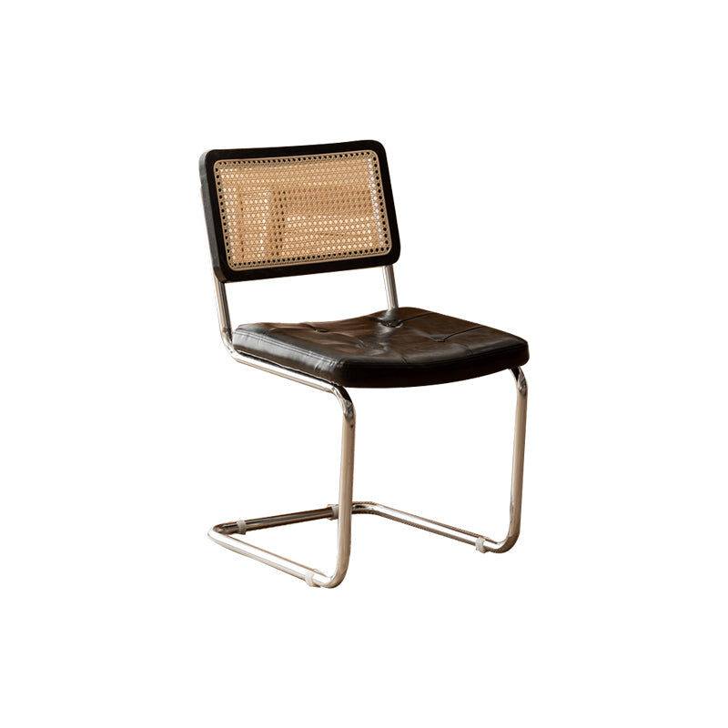 Leather Side Chair Industrial Metal Base Dining Chair for Home Use Black 1 Piece Clearhalo 'Dining Chairs' 'Dining Tables & Seating' 'dining_chair' 'furn' 'furn_dining_chair' 'Furniture' 'Kitchen & Dining Furniture' 7014482