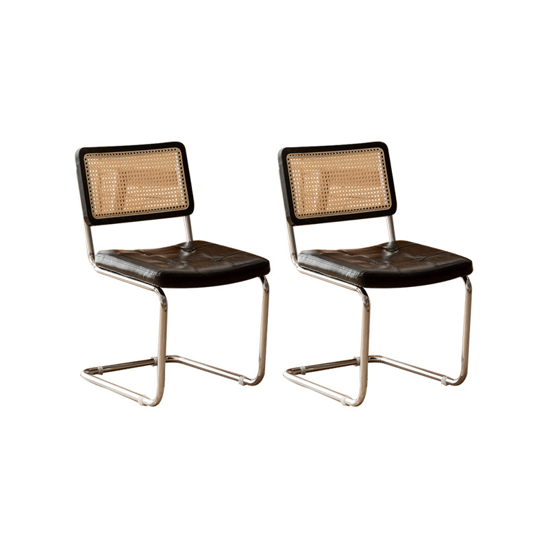 Leather Side Chair Industrial Metal Base Dining Chair for Home Use Black 2 Piece Set Clearhalo 'Dining Chairs' 'Dining Tables & Seating' 'dining_chair' 'furn' 'furn_dining_chair' 'Furniture' 'Kitchen & Dining Furniture' 7014483