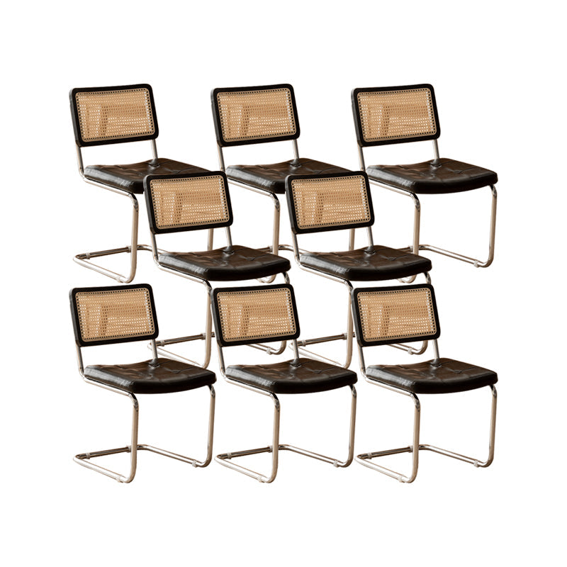Leather Side Chair Industrial Metal Base Dining Chair for Home Use Black 8 Piece Set Clearhalo 'Dining Chairs' 'Dining Tables & Seating' 'dining_chair' 'furn' 'furn_dining_chair' 'Furniture' 'Kitchen & Dining Furniture' 7014486