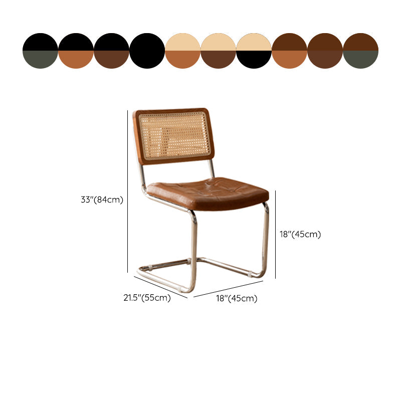 Leather Side Chair Industrial Metal Base Dining Chair for Home Use Clearhalo 'Dining Chairs' 'Dining Tables & Seating' 'dining_chair' 'furn' 'furn_dining_chair' 'Furniture' 'Kitchen & Dining Furniture' 7014492