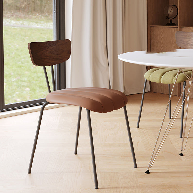Silla lateral de estilo industrial Silla de comedor tapizada con base de metal