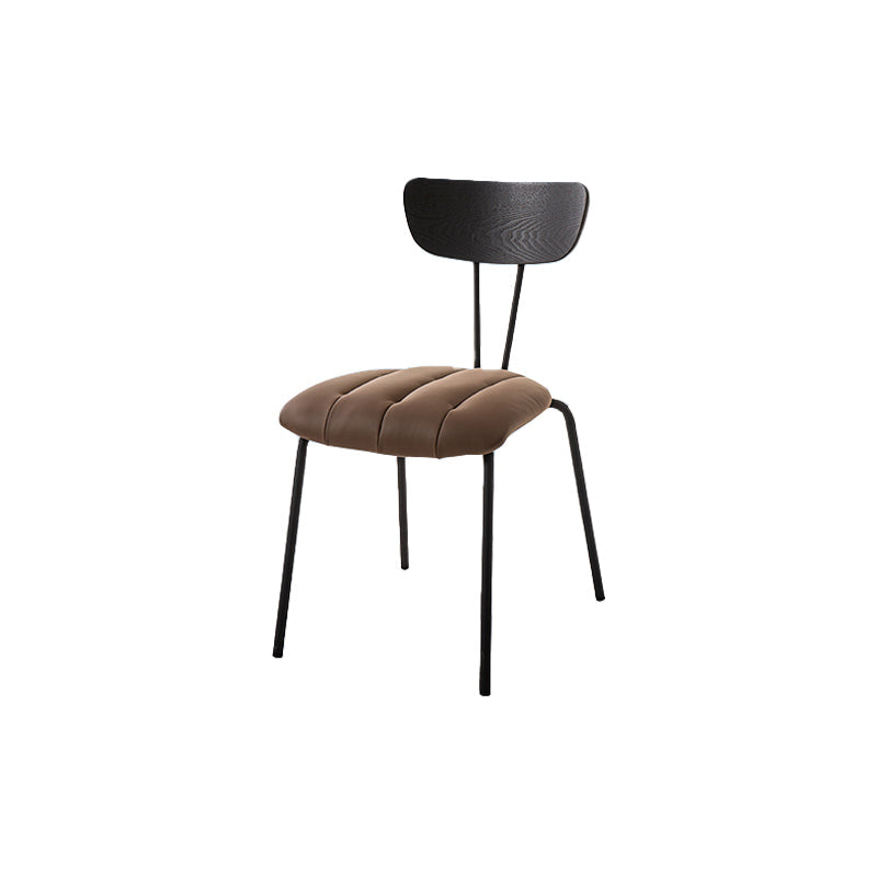 Silla lateral de estilo industrial Silla de comedor tapizada con base de metal