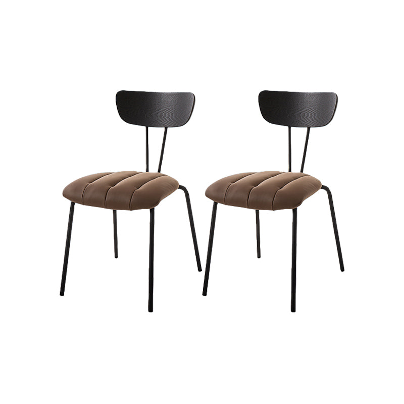 Silla lateral de estilo industrial Silla de comedor tapizada con base de metal
