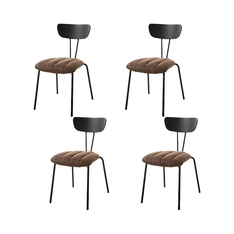 Silla lateral de estilo industrial Silla de comedor tapizada con base de metal