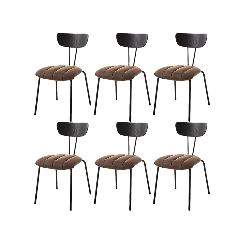Silla lateral de estilo industrial Silla de comedor tapizada con base de metal