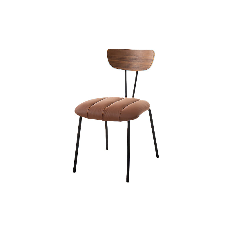 Silla lateral de estilo industrial Silla de comedor tapizada con base de metal