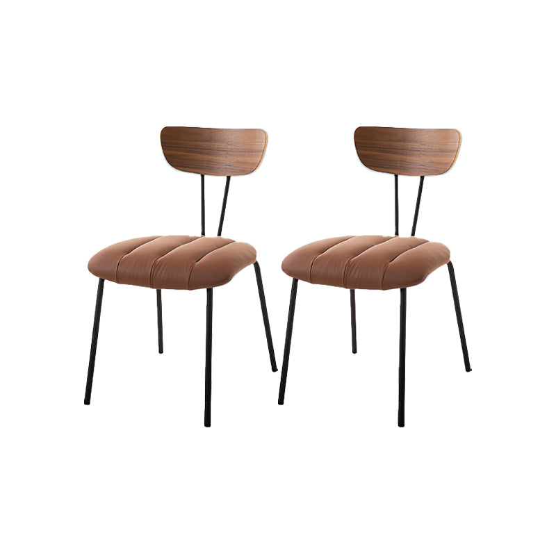 Silla lateral de estilo industrial Silla de comedor tapizada con base de metal