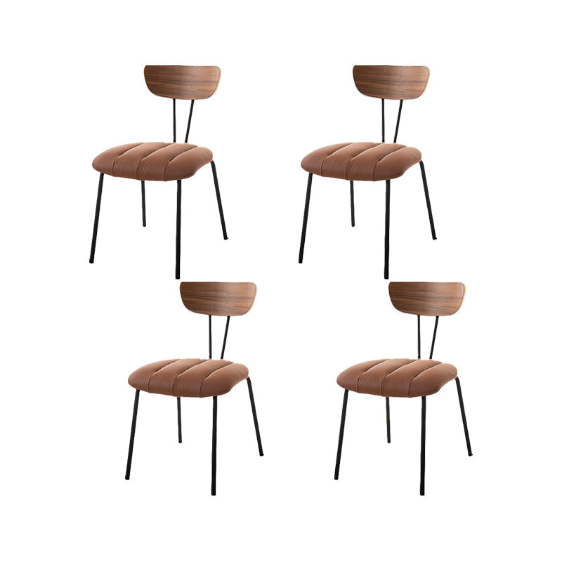 Silla lateral de estilo industrial Silla de comedor tapizada con base de metal