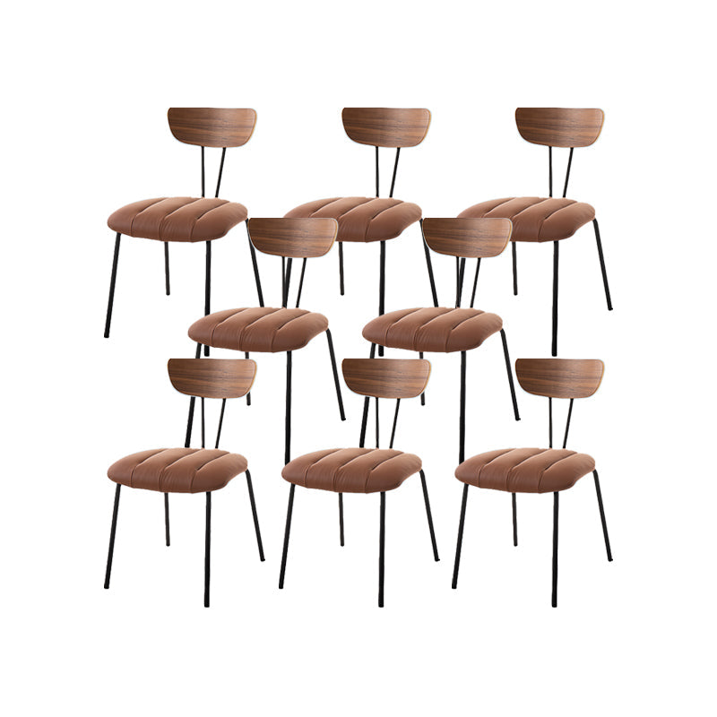 Silla lateral de estilo industrial Silla de comedor tapizada con base de metal