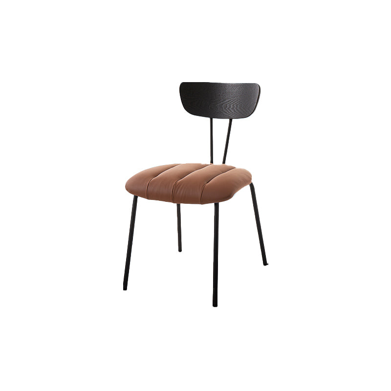 Silla lateral de estilo industrial Silla de comedor tapizada con base de metal