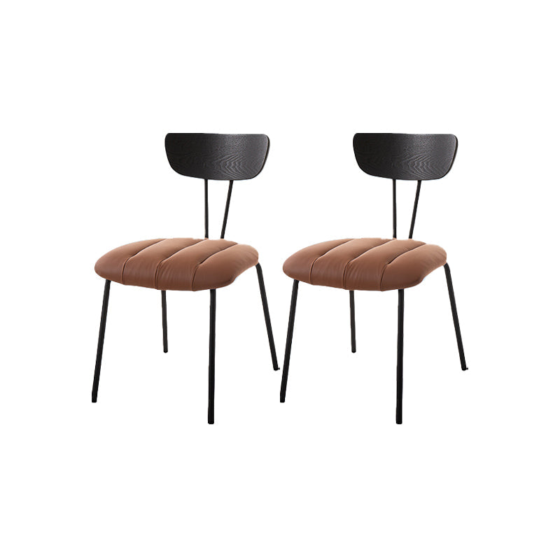 Silla lateral de estilo industrial Silla de comedor tapizada con base de metal