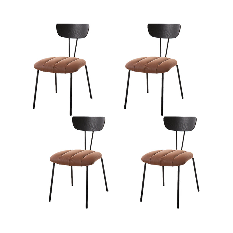 Silla lateral de estilo industrial Silla de comedor tapizada con base de metal