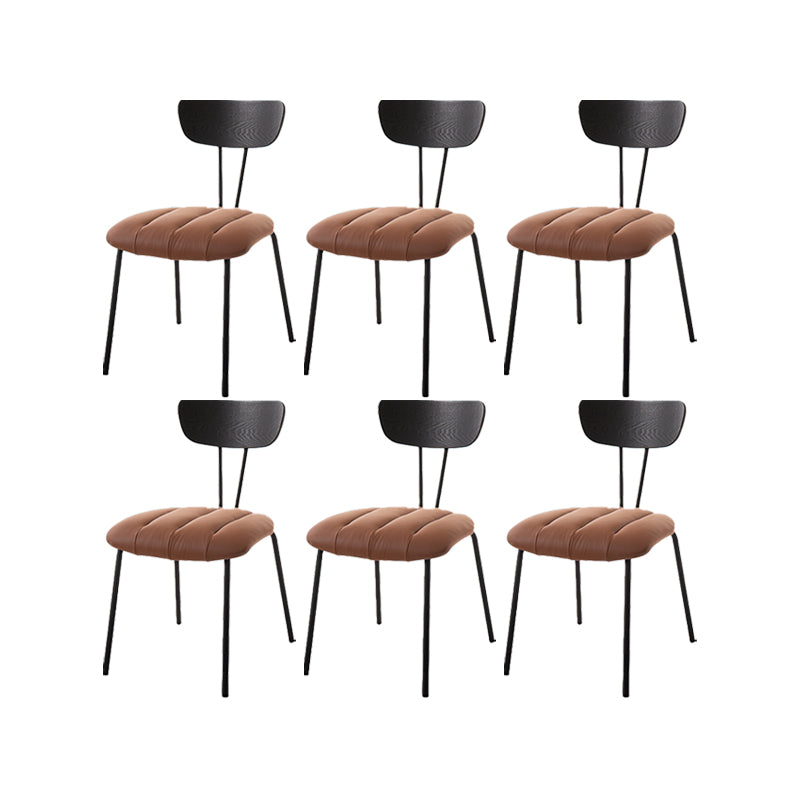 Silla lateral de estilo industrial Silla de comedor tapizada con base de metal