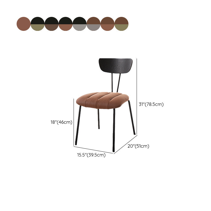 Silla lateral de estilo industrial Silla de comedor tapizada con base de metal