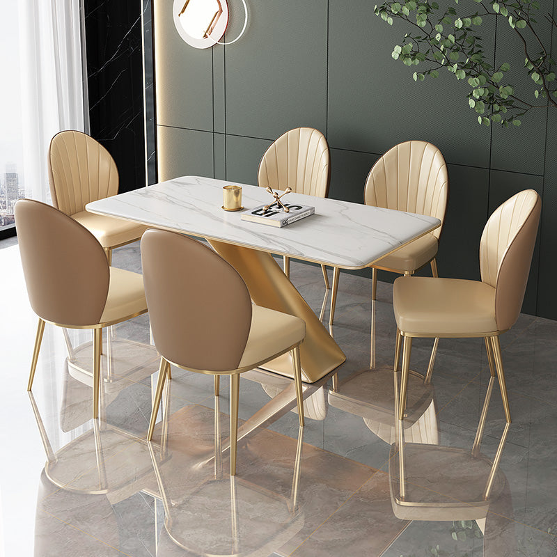 Nordic Style Metal Side Chair Gold Base Side Dining Chair for Home Use