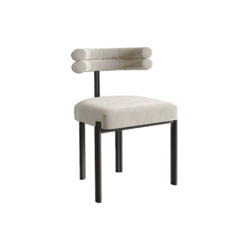 Nordic Style Colorful Side Chair Flannelette Side Dining Chair for Home Use Off-White 1 Piece Clearhalo 'Dining Chairs' 'Dining Tables & Seating' 'dining_chair' 'furn' 'furn_dining_chair' 'Furniture' 'Kitchen & Dining Furniture' 7014611