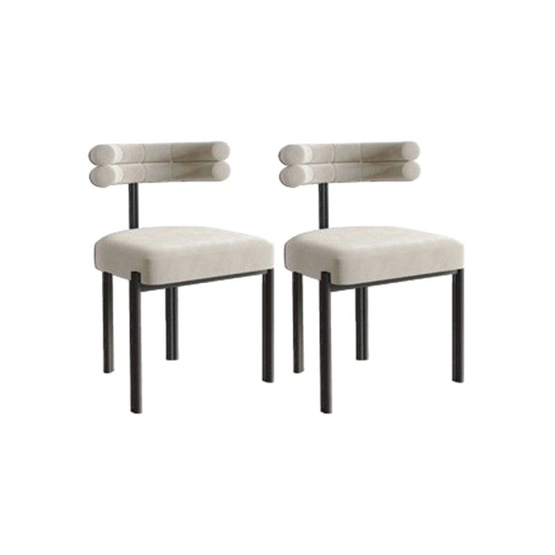 Nordic Style Colorful Side Chair Flannelette Side Dining Chair for Home Use Off-White 2 Piece Set Clearhalo 'Dining Chairs' 'Dining Tables & Seating' 'dining_chair' 'furn' 'furn_dining_chair' 'Furniture' 'Kitchen & Dining Furniture' 7014613