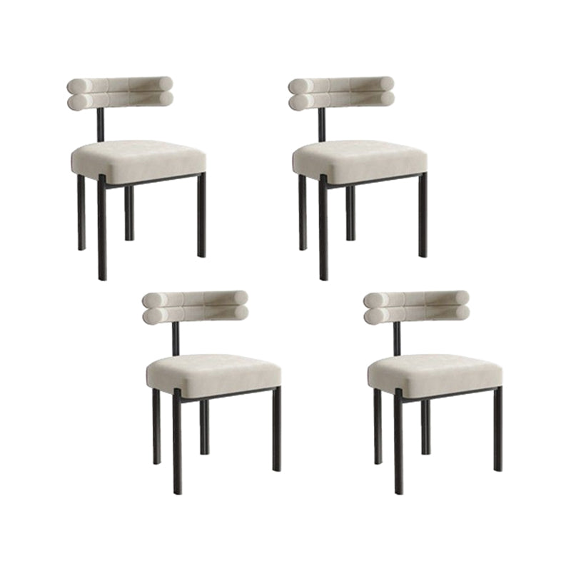 Nordic Style Colorful Side Chair Flannelette Side Dining Chair for Home Use Off-White 4 Piece Set Clearhalo 'Dining Chairs' 'Dining Tables & Seating' 'dining_chair' 'furn' 'furn_dining_chair' 'Furniture' 'Kitchen & Dining Furniture' 7014614