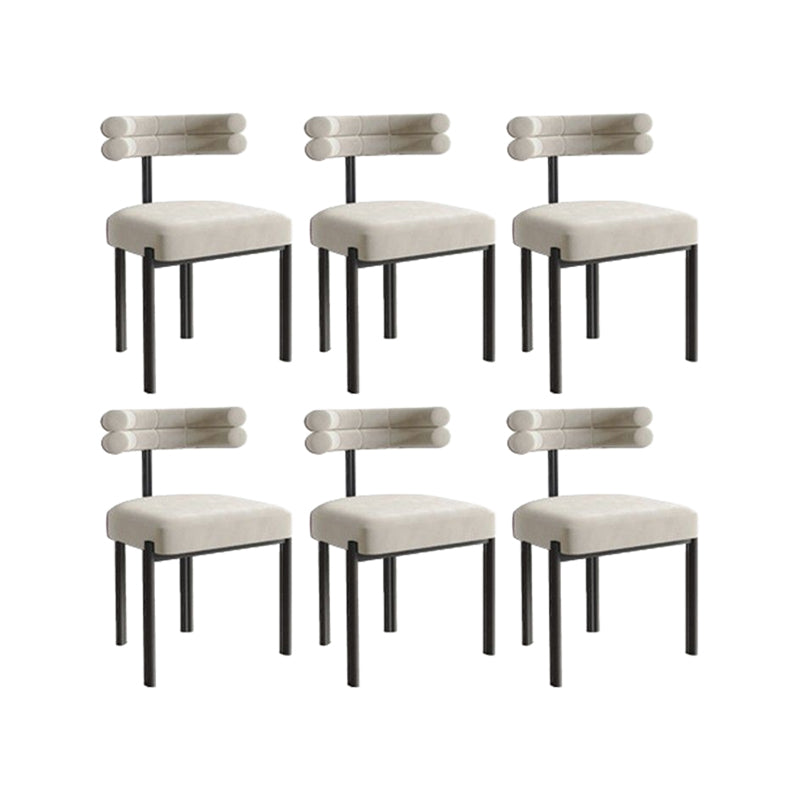 Nordic Style Colorful Side Chair Flannelette Side Dining Chair for Home Use Off-White 6 Piece Set Clearhalo 'Dining Chairs' 'Dining Tables & Seating' 'dining_chair' 'furn' 'furn_dining_chair' 'Furniture' 'Kitchen & Dining Furniture' 7014616