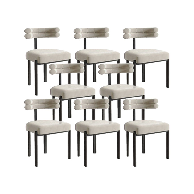 Nordic Style Colorful Side Chair Flannelette Side Dining Chair for Home Use Off-White 8 Piece Set Clearhalo 'Dining Chairs' 'Dining Tables & Seating' 'dining_chair' 'furn' 'furn_dining_chair' 'Furniture' 'Kitchen & Dining Furniture' 7014618