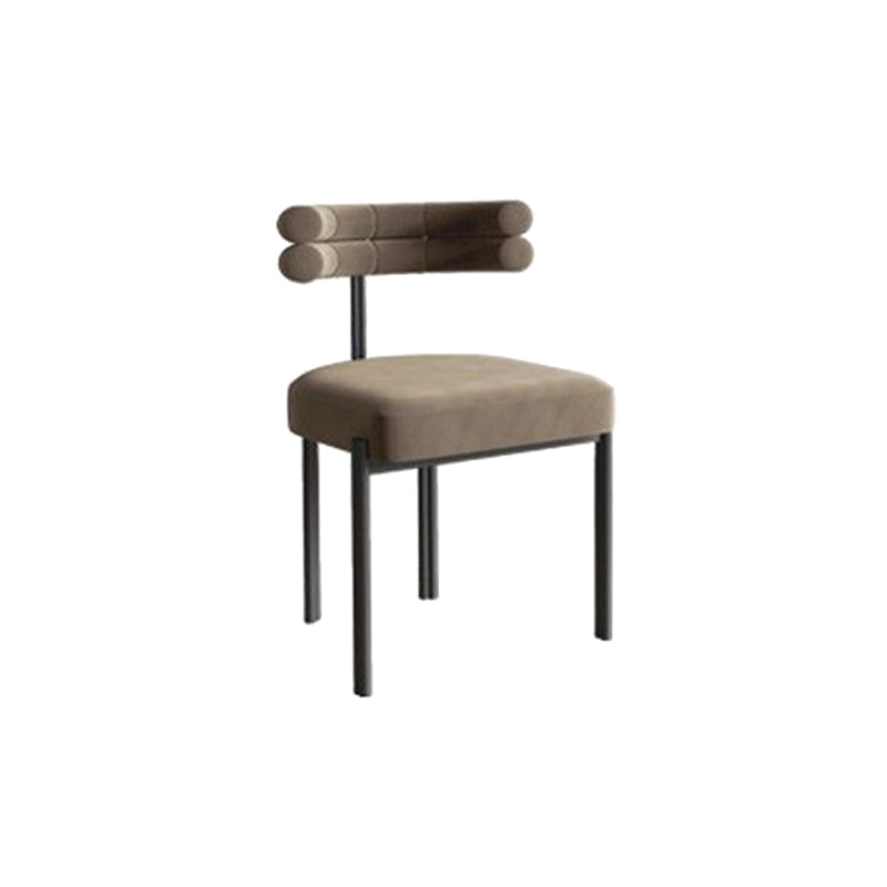 Nordic Style Colorful Side Chair Flannelette Side Dining Chair for Home Use Khaki 1 Piece Clearhalo 'Dining Chairs' 'Dining Tables & Seating' 'dining_chair' 'furn' 'furn_dining_chair' 'Furniture' 'Kitchen & Dining Furniture' 7014621