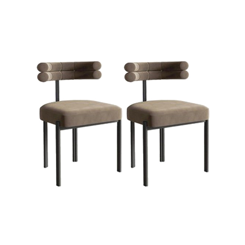 Nordic Style Colorful Side Chair Flannelette Side Dining Chair for Home Use Khaki 2 Piece Set Clearhalo 'Dining Chairs' 'Dining Tables & Seating' 'dining_chair' 'furn' 'furn_dining_chair' 'Furniture' 'Kitchen & Dining Furniture' 7014622