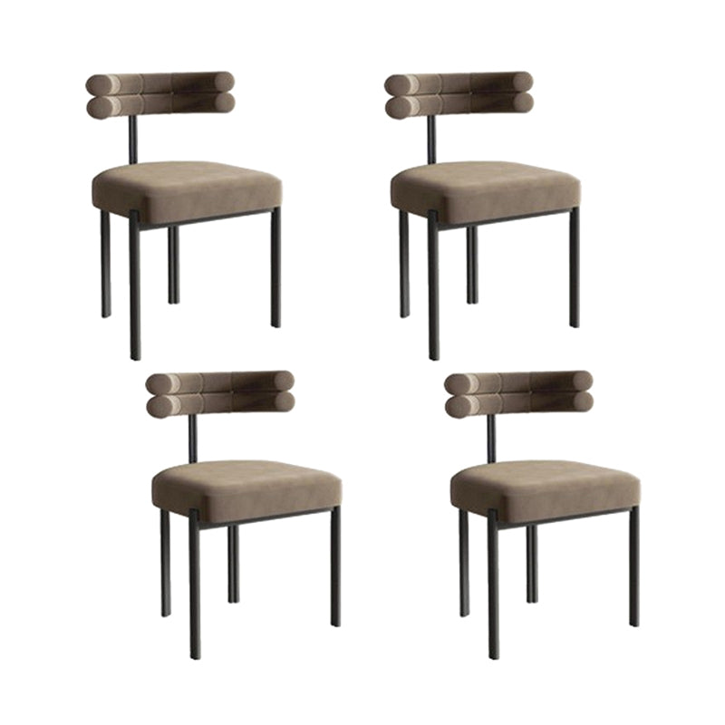 Nordic Style Colorful Side Chair Flannelette Side Dining Chair for Home Use Khaki 4 Piece Set Clearhalo 'Dining Chairs' 'Dining Tables & Seating' 'dining_chair' 'furn' 'furn_dining_chair' 'Furniture' 'Kitchen & Dining Furniture' 7014624
