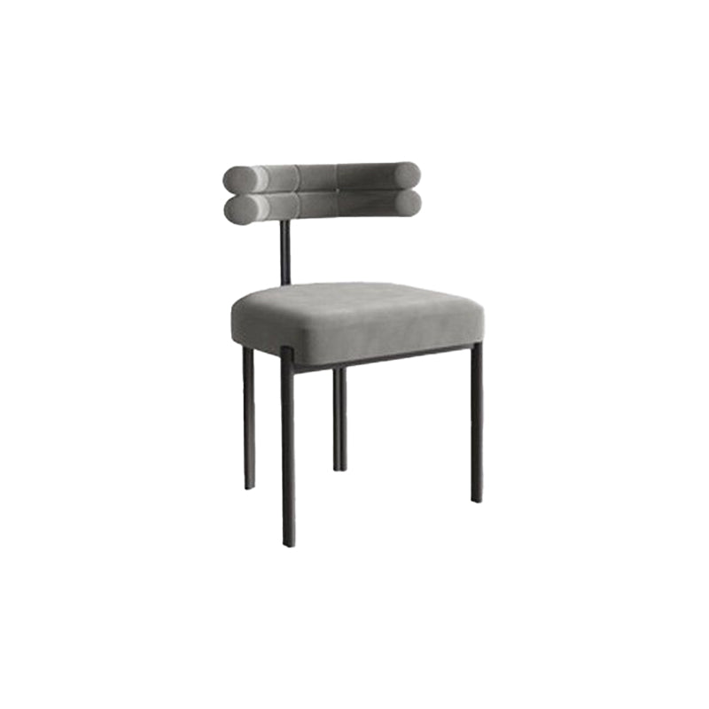 Nordic Style Colorful Side Chair Flannelette Side Dining Chair for Home Use Grey 1 Piece Clearhalo 'Dining Chairs' 'Dining Tables & Seating' 'dining_chair' 'furn' 'furn_dining_chair' 'Furniture' 'Kitchen & Dining Furniture' 7014630