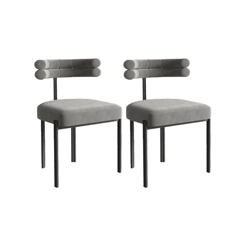 Nordic Style Colorful Side Chair Flannelette Side Dining Chair for Home Use Grey 2 Piece Set Clearhalo 'Dining Chairs' 'Dining Tables & Seating' 'dining_chair' 'furn' 'furn_dining_chair' 'Furniture' 'Kitchen & Dining Furniture' 7014631