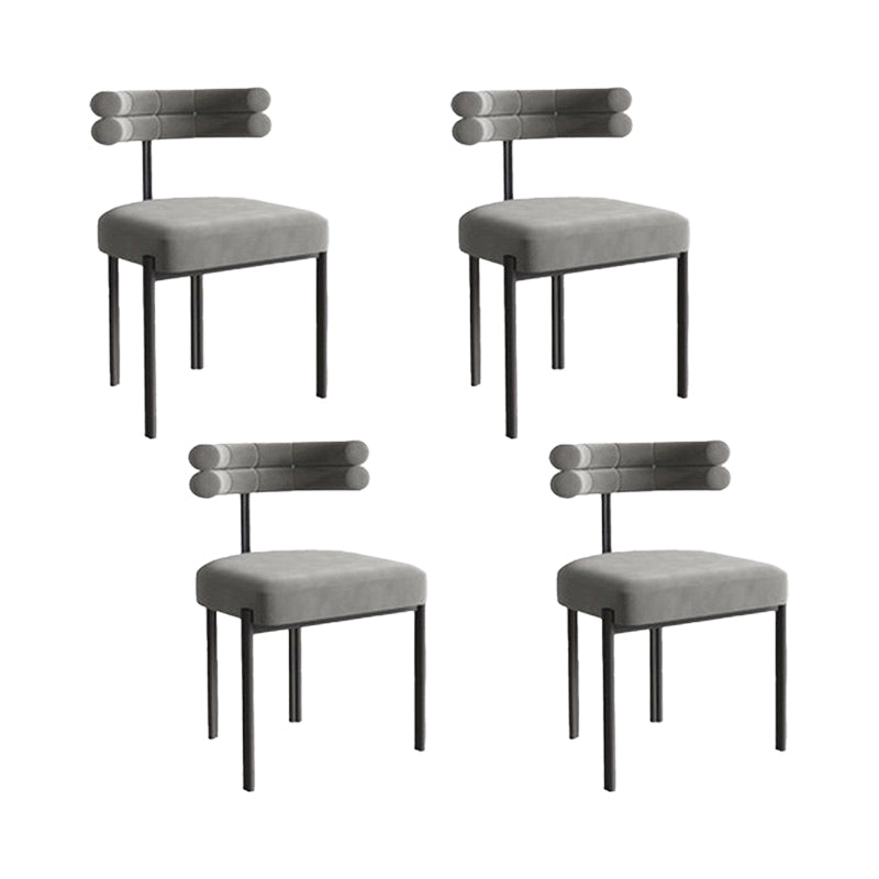 Nordic Style Colorful Side Chair Flannelette Side Dining Chair for Home Use Grey 4 Piece Set Clearhalo 'Dining Chairs' 'Dining Tables & Seating' 'dining_chair' 'furn' 'furn_dining_chair' 'Furniture' 'Kitchen & Dining Furniture' 7014632