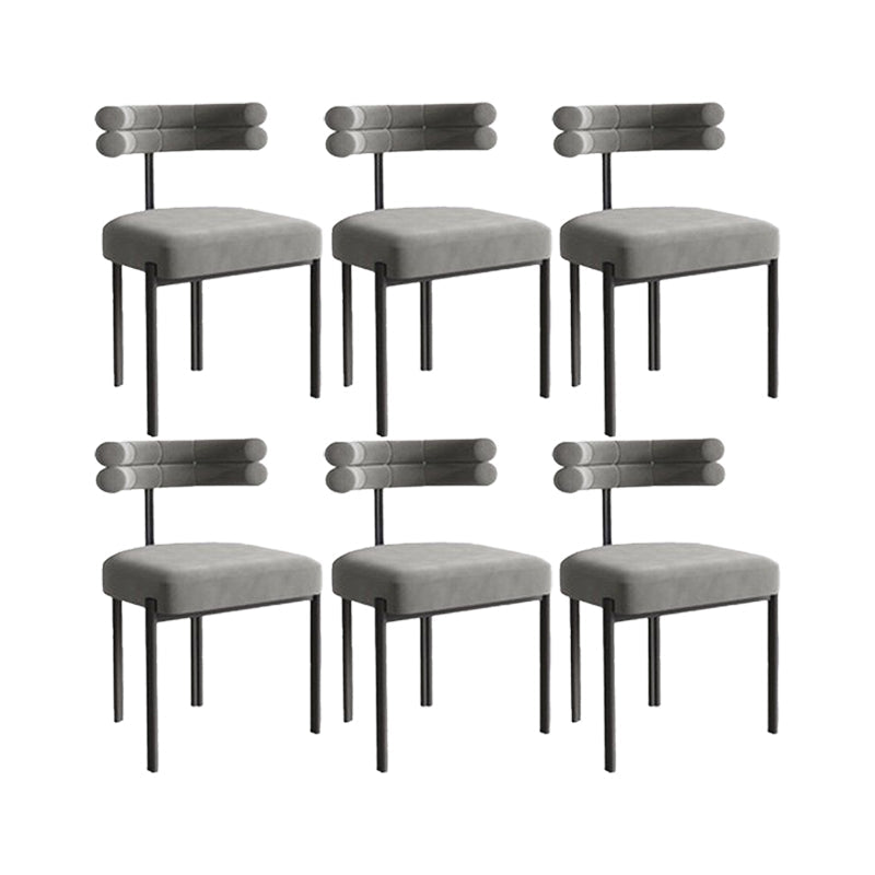 Nordic Style Colorful Side Chair Flannelette Side Dining Chair for Home Use Grey 6 Piece Set Clearhalo 'Dining Chairs' 'Dining Tables & Seating' 'dining_chair' 'furn' 'furn_dining_chair' 'Furniture' 'Kitchen & Dining Furniture' 7014633